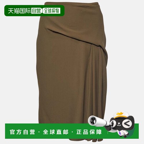 自营Versace Moss Green Crepe Draped Knee-Length Skirt - gree