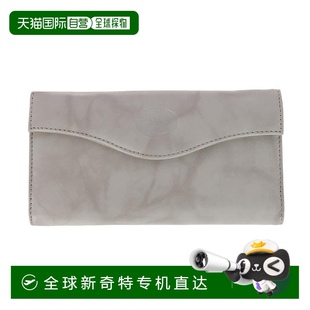 美国奥莱直发 自营 buxton女士花卉浮雕皮革长款 双折钱包 灰色