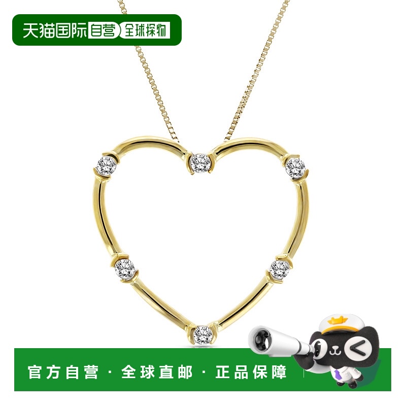 自营 vir jewels1/5 cttw 钻石心形吊坠项链 10K 黄金配 18 英寸