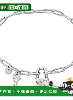 自营 925 纯银 Mimi & Max 回形针吊饰手链配锁扣和钥匙扣 - 7.5