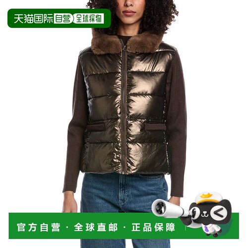 自营La Fiorentina Metallic Puffer Jacket - brown 美国奥莱直
