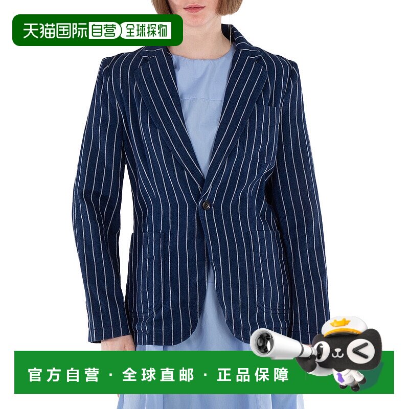 自营Polo Ralph Lauren Linen-Cotton Pinstripe Blazer - blue