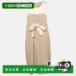 自营Paule Ka Grey Lace Trim Silk Sleeveless Shift Dress - gr