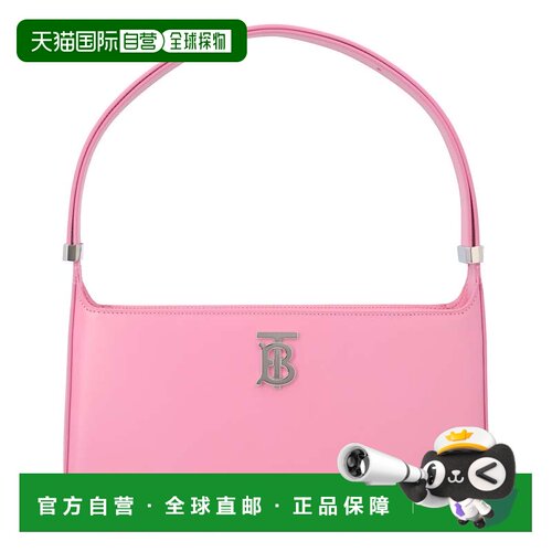 自营burberryCompact Pink Calfskin Shoulder Bag With Prominen