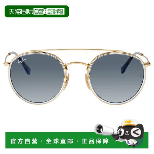 自营ray-banRay Ban圆形双桥蓝色渐变男女通用太阳镜RB3647N 9123