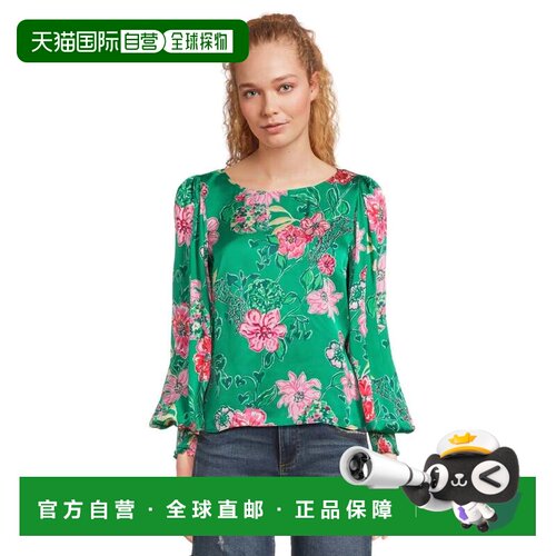 自营Lilly Pulitzer Alfreda顶级女士Safari Sanctuary花卉泡泡袖