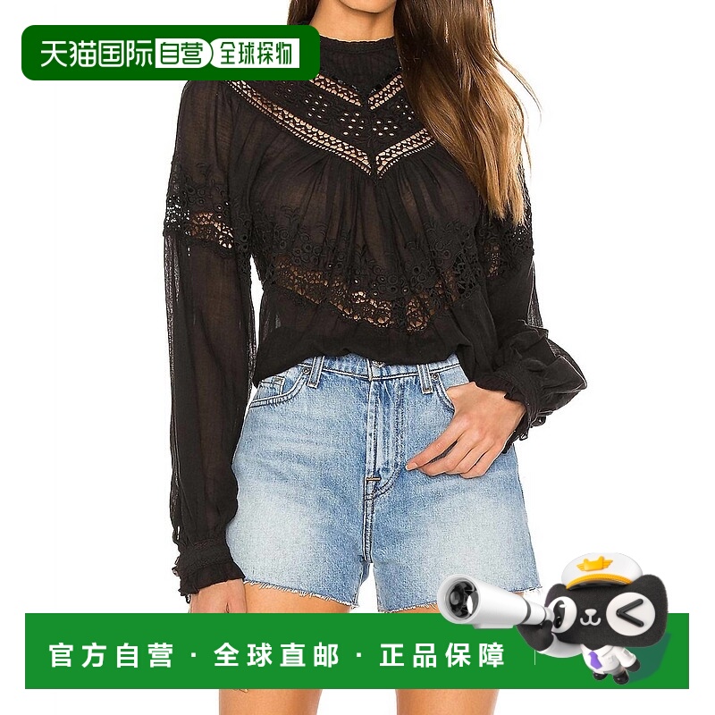自营free peopleAbigail Victorian Top In Black - black 美国奥