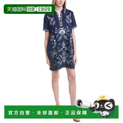 自营Johnny Was Winona Linen Dress - blue 美国奥莱直发连衣裙