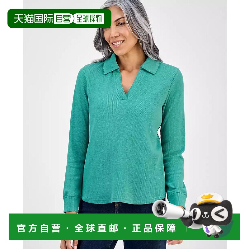 1h可退 【美国直邮】style & co 女士 Polo衫针织长袖上衣