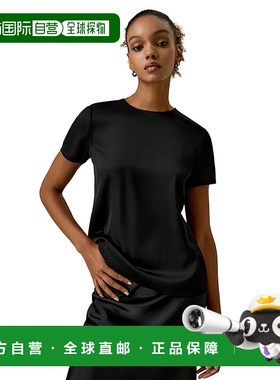 自营lilysilkBasic Silk T Shirt for Women - black 美国奥莱直