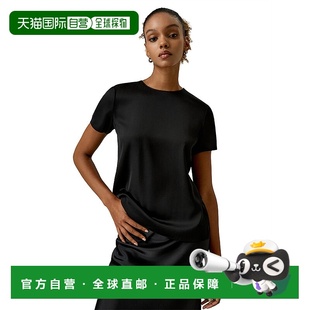 自营lilysilkBasic Silk T Shirt for Women - black 美国奥莱直