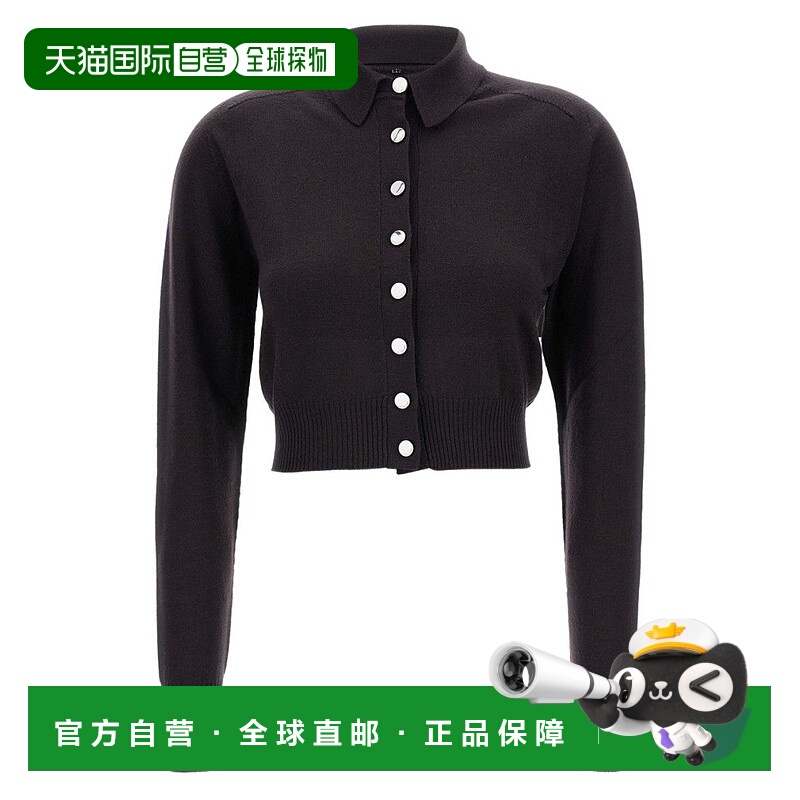 自营sportmax圆领和纽扣细节羊毛毛衣-黑色 美国奥莱直发