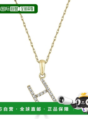 自营 sabrina14k 金和钻石初始项链 - 黄色 h 美国奥莱直发