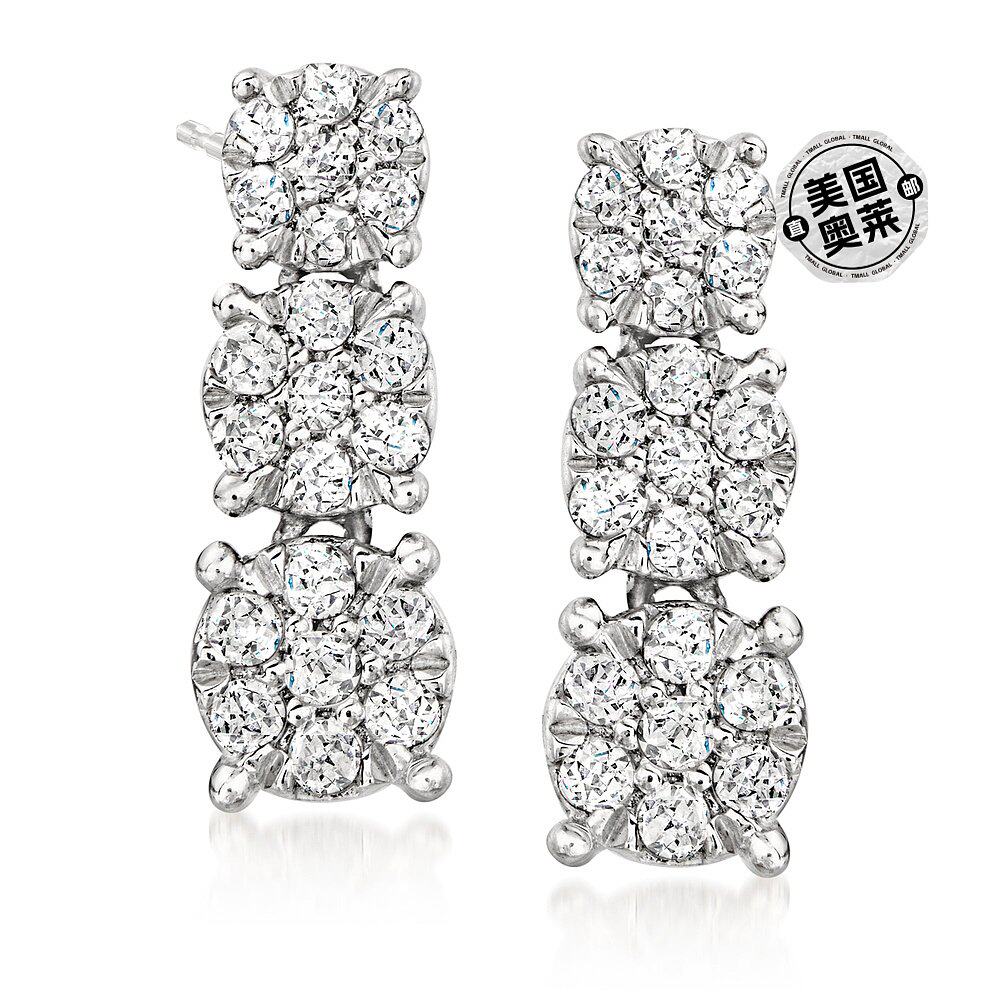 Ross-Simons Graduated Diamond Cluster Earrings in Sterling S