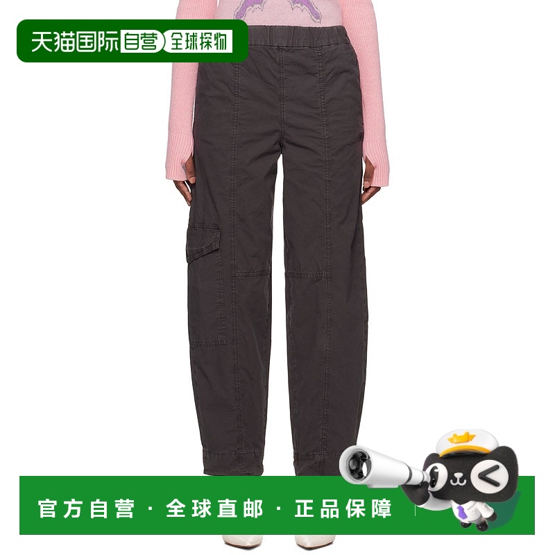 1h可退 香港直邮潮奢 GANNI 甘尼 女士 灰色 Curve 长裤 F8191