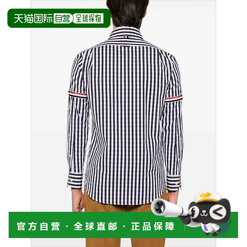 自营thom browneNavy And White Gingham Long-Sleeve Shirt - wh