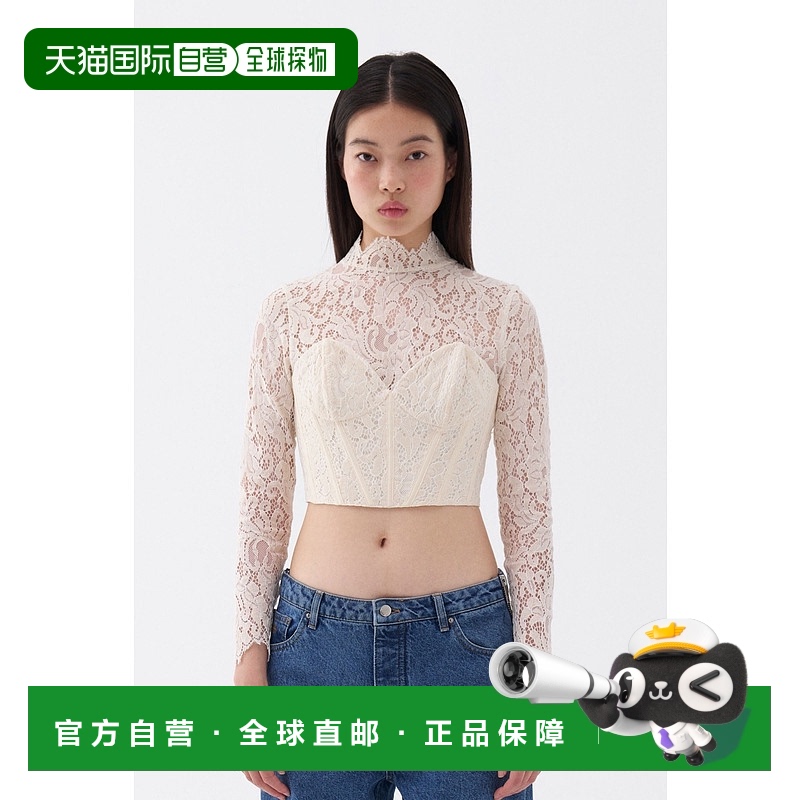 自营 nocturne紧身胸衣外观蕾丝衬衫-象牙色 【美国奥莱】直发