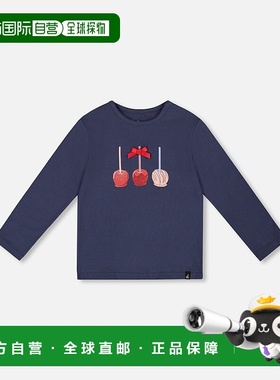 自营deux par deuxOrganic Cotton T-Shirt Navy Blue with Apple