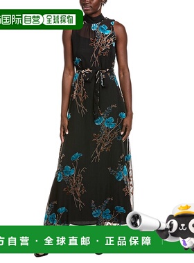 自营Julia Jordan烧花丝绒长裙-黑色连衣裙 美国直发奥莱