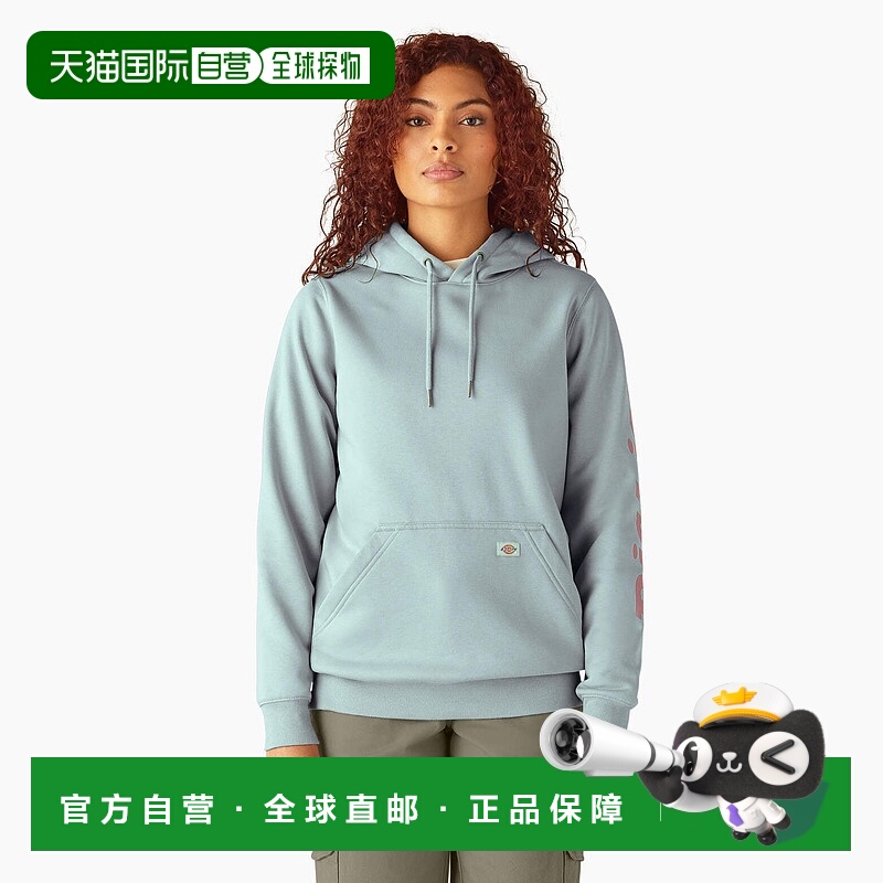 自营Dickies Women's Heavyweight Logo Sleeve Hoodie - blue su