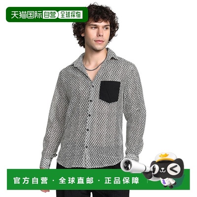 自营campus sutraMen's Onyx Black & Cream White Zig-Zag Block