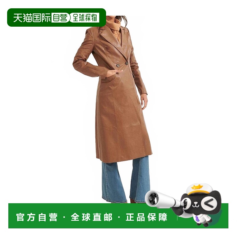 自营promesaFaux Leather Side Pocket Coat In Chestnut 美国奥