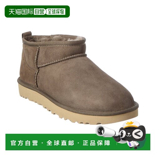 自营UGG Classic Ultra迷你绒面革和毛羊皮靴子-红色 美 美国奥