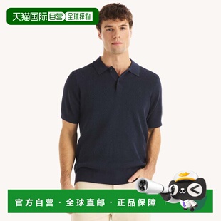 自营Nautica Mens Textured Sweater Polo - navy seas 美国奥莱