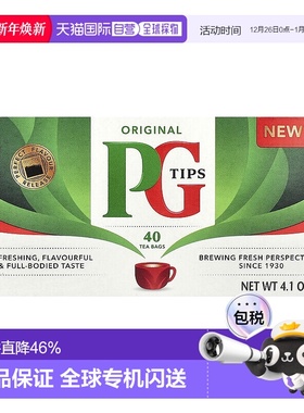 香港直邮PG Tips,原味茶，40 茶包，4.1 盎司（116 克）红茶茶叶