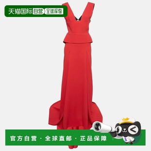 自营Roland Mouret Red Stretch Viscose Flared Lubelia Gown -
