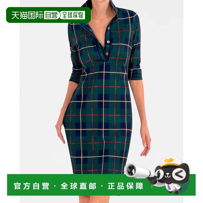 自营gretchen scott无处不在的格子迷笛连衣裙在格子库珀-格子库