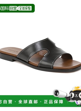 自营 Vince Meyers皮革滑盖-黑色 美国奥莱直发凉鞋