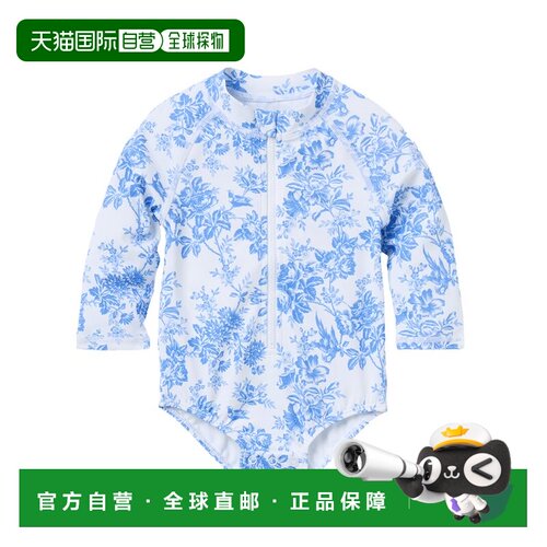 自营janie and jackJanie和Jack回收的花朵防晒泳衣-蓝色 美国奥