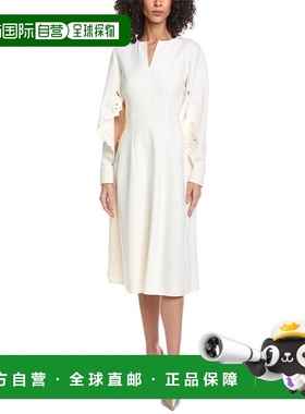 自营Oscar de la Renta Floral Detail Silk-Lined Wool-Blend Mi