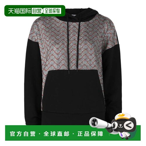 自营m missoniMetallic Wavy Print Hoodie - black + print copp