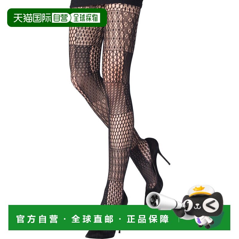 自营Emilio Cavallini蕾丝拼图紧身衣-黑色连裤袜 直发 美国奥莱