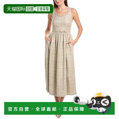 自营Adam Lippes勺子领亚麻混纺连衣裙-米色 美国奥莱直发