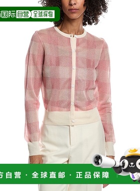 自营Lela Rose Sheer Plaid Cardigan - Pink 开衫美国直发奥莱