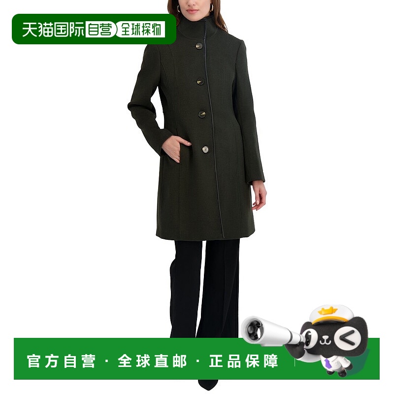 自营Tahari Aubrey Wool-Blend Coat - green 美国奥莱直发