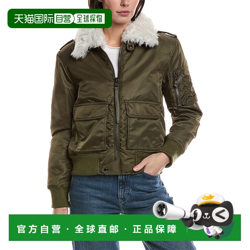 自营SAM. Amelia Shearling-Trim Coat - green 美国奥莱直发