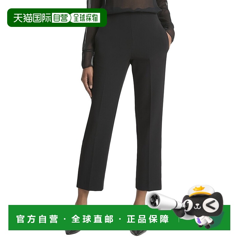 自营Vince中腰丝绒系带拉裤-黑色 美国奥莱直发女装直筒裤八分裤