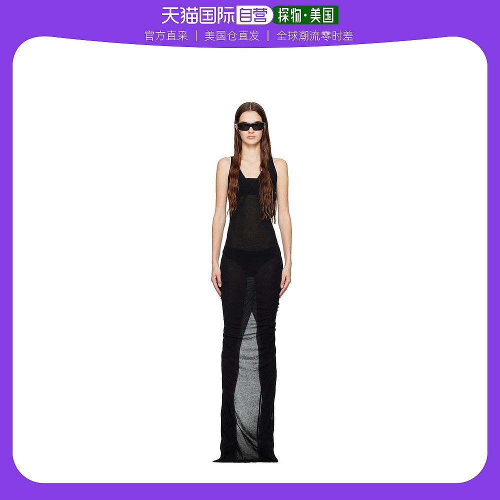 美国直邮RICK OWENS 女士 长袖真丝连衣裙长裙