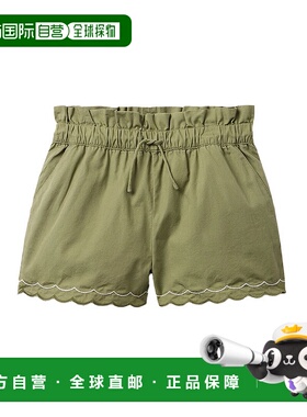自营Janie and Jack府绸纸袋腰短裤-绿色 美国奥莱直发