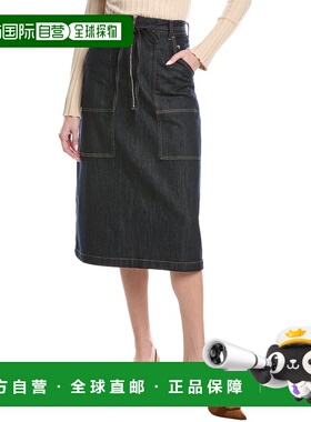 自营Gracia Ribbon A-Line Denim Skirt - blue 美国奥莱直发