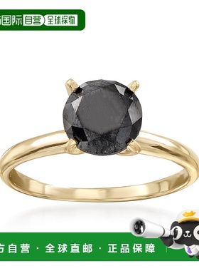 自营 Ross-Simons 14 克拉黄金黑钻单石戒指 - 白色 美国奥莱直发