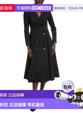 自营Carla Ruiz Double-Breasted Coat Dress - black 美国奥莱直
