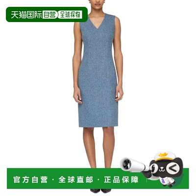 自营Lafayette 148 New York Plus v领无袖羊毛和真丝混纺紧身连