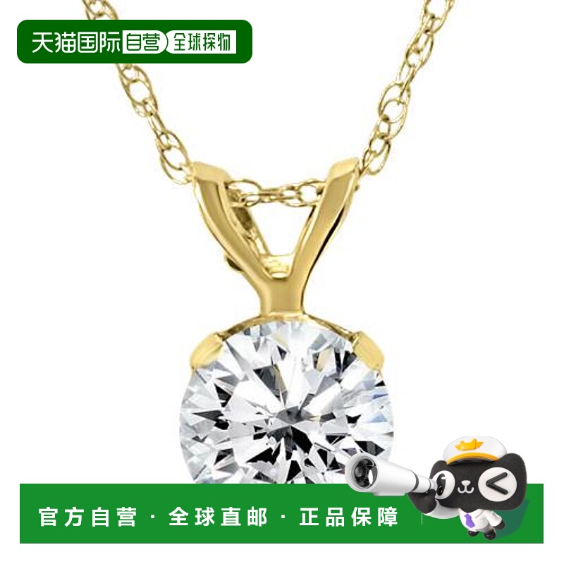 自营 pompeii3黄金 1/4 克拉圆形单石真钻吊坠 - 14k 黄金 美国奥