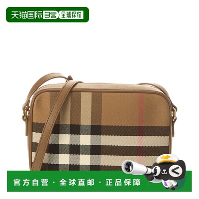自营Burberry Check Canvas & Leather Camera Bag - brown 美国