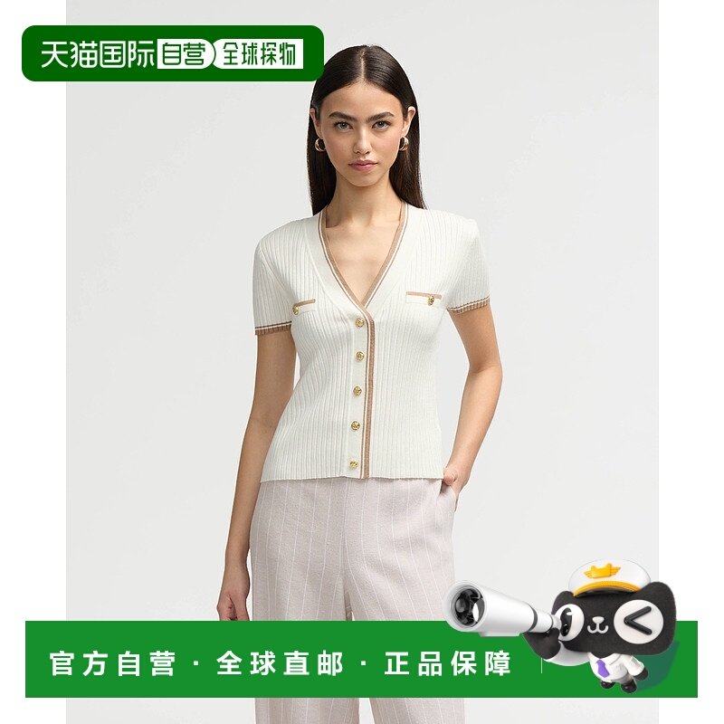 自营NVLT女式短袖开襟羊毛衫-棉花糖/驼色针织衫 美国直发奥莱